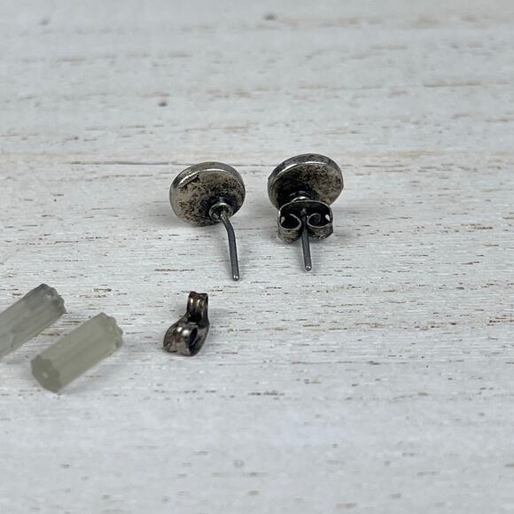 American Eagle Outfitters Round Silver Tone Stud Earrings Sparkly Rhinestones - Picture 8 of 16
